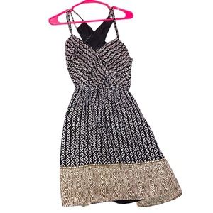 Black, Tan, And White Abstract Tribal-esque Strappy Dress. Size Medium.